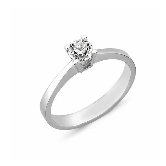 Класически годежен пръстен с диамант в брилянтна форма 0.15ct.