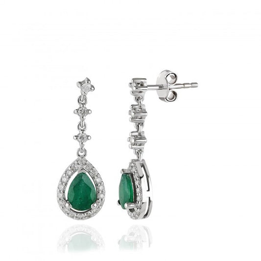 Обеци със диаманти и смарагди 1.56 карата