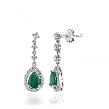 Обеци със диаманти и смарагди 1.56 карата