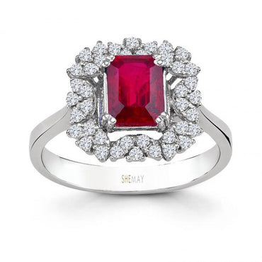 Пръстен с рубин и диаманти 1.68 карата