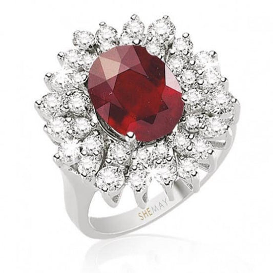 Пръстен с рубин и диаманти 4.70 карата