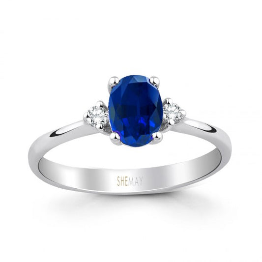 Пръстен със сапфир и диаманти 1.17 карата