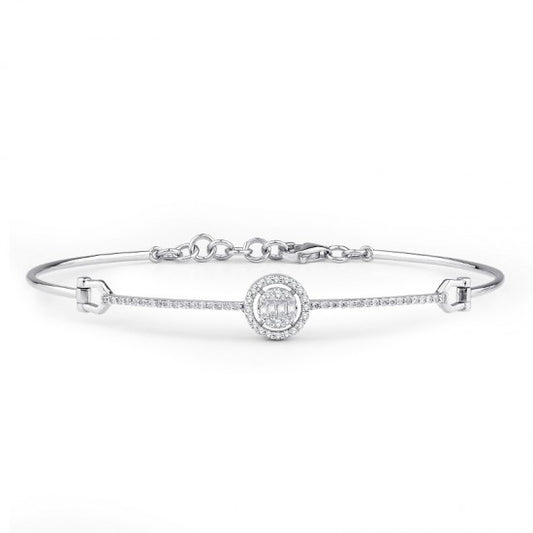 Гривна от бяло злато с диаманти 0.30 карата