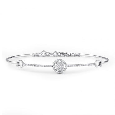 Гривна от бяло злато с диаманти 0.30 карата