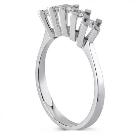Пръстен с пет диаманта 0.20ct. от бяло злато.