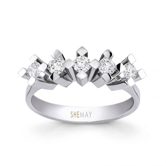 Пръстен бяло злато с пет Диаманта 0.30 карата