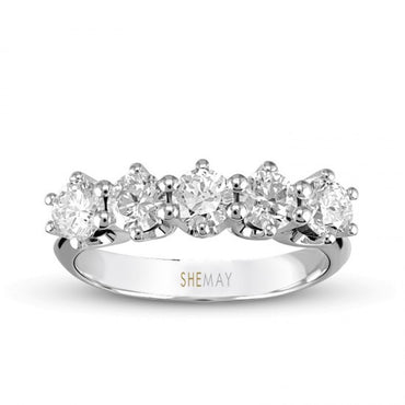 Пръстен от бяло злато с пет Диаманта 0.50 карата