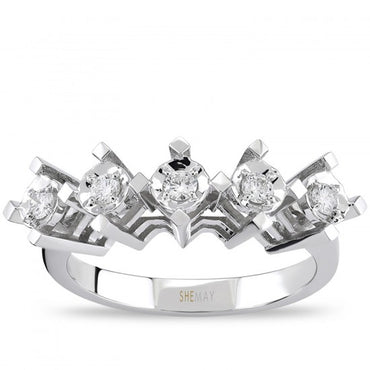 Пръстен бяло злато с пет диаманта 0.15 карата