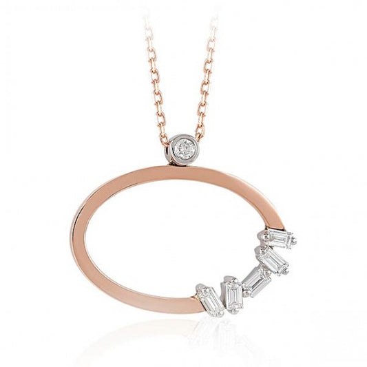 Висулка бяло и розово злато с диаманти 0.15 карата