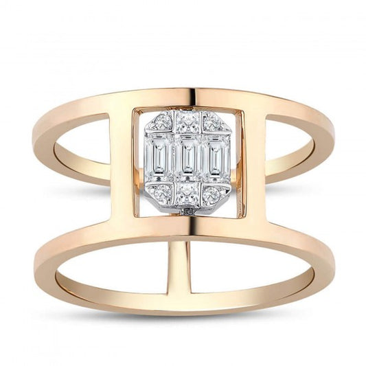 Пръстен бяло и розово злато с Диаманти 0.30 карата