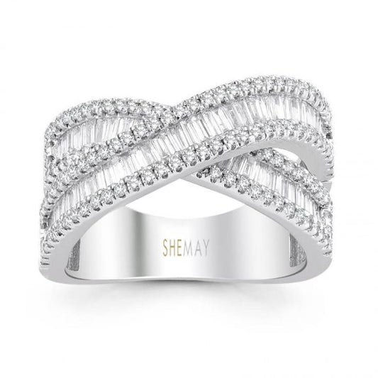 Преплетен пръстен бяло злато Диаманти 1.08 карата