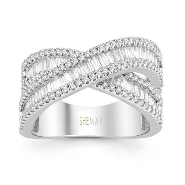 Преплетен пръстен бяло злато Диаманти 1.08 карата