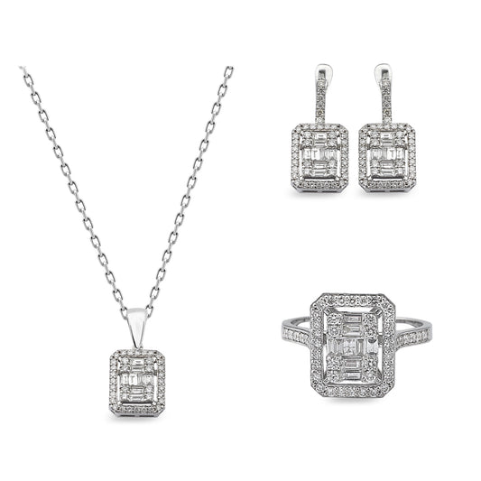 Комплект пръстен, колие и обеци с диаманти 2.05 карата