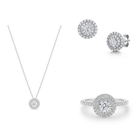 Комплект пръстен, колие и обеци с диаманти 2.24 карата