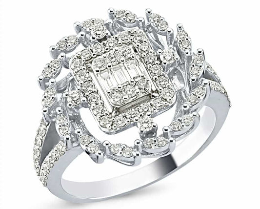 Пръстен бяло злато с Диаманти 0.80 карата