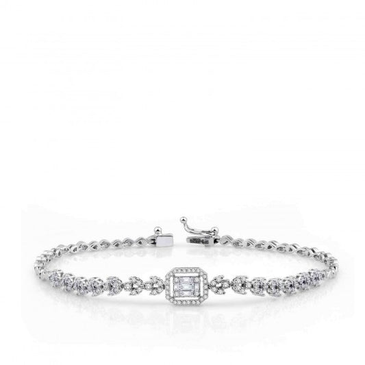 Диамантена гривна бяло злато 0.90 карата