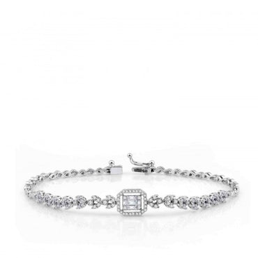 Диамантена гривна бяло злато 0.90 карата