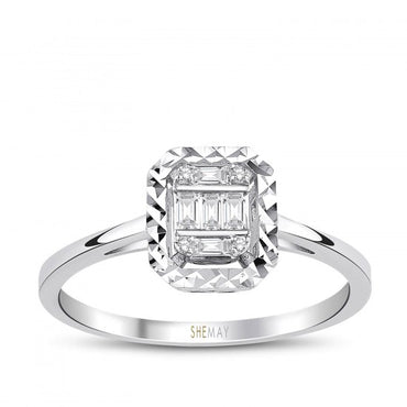 Тънък златен пръстен с диаманти с уникална визия и прекрасен дизайн