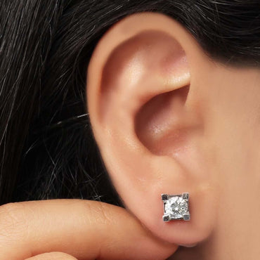 Класически диамантени обеци от бяло злато 0.50 карата