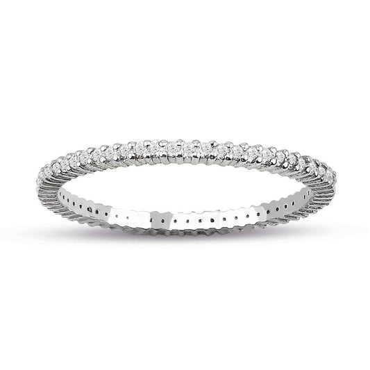 Дамска халка от бяло злато с диаманти