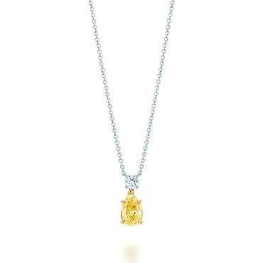 Златна висулка с диамант в жълт цвят и бял диамант с общ карат 1.50