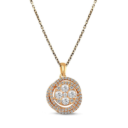Колие с висулка от розово злато с диаманти
