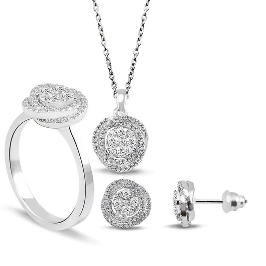 Диамантен комплект бяло злато 1.55 карата