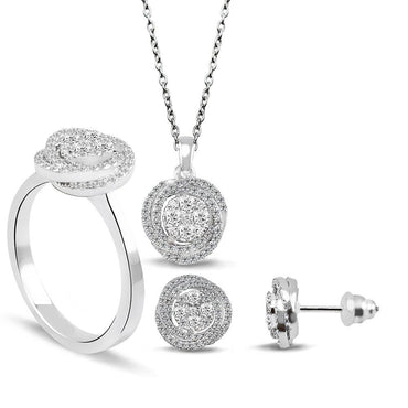 Диамантен комплект бяло злато 1.55 карата