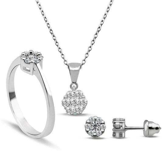 Диамантен сет бяло злато 0.52 карата