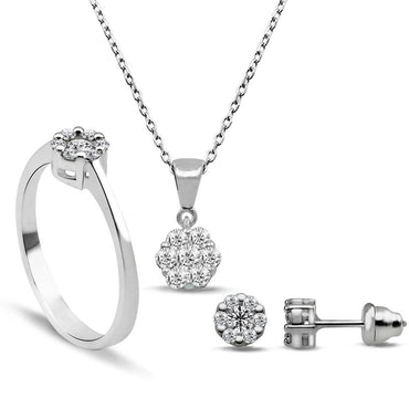 Диамантен сет бяло злато 0.52 карата