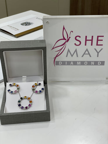 Висулка с диаманти и цветни скъпоценни камъни 3.00 карата