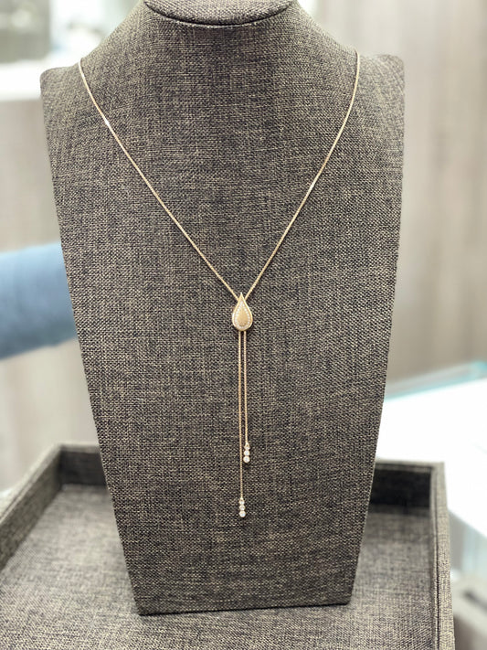 Колие 18 карата розово злато с диаманти 0.23 карата