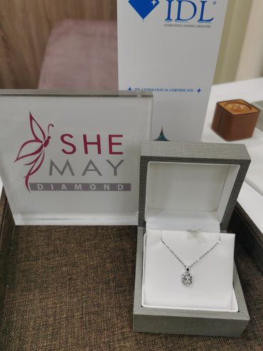 Висулка с диамант бяло злато 0.08 карата