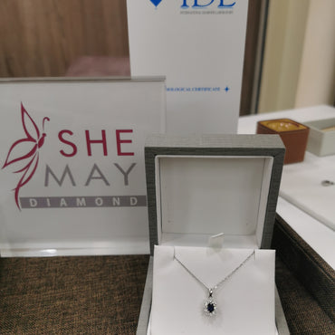 Висулка със сапфир и диаманти 0.45 карата