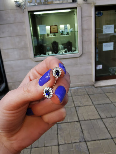 Обеци със сапфири и диаманти 0.90 карата