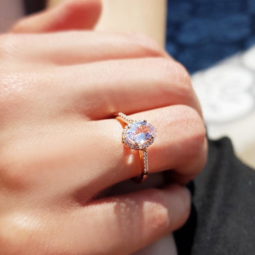 Пръстен с диаманти и сапфир -падпараджа 0.77 карата