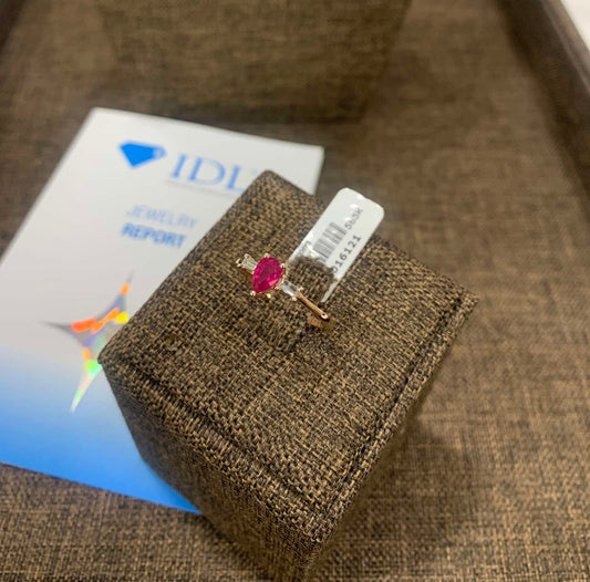 Пръстен с диаманти и Рубин розово злато 0.70 карата