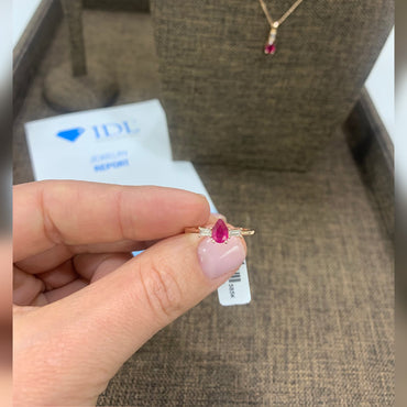 Пръстен с диаманти и Рубин розово злато 0.70 карата