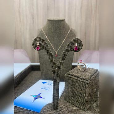 Обеци с диаманти и Рубини 1.23 карата