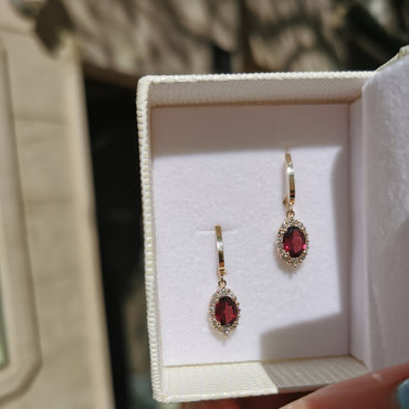 Обеци с родолит и диаманти 3.28 карата