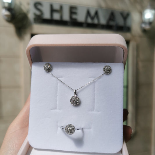 Диамантен сет бяло злато 1.25 карата