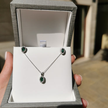 Обеци с Диаманти и Смарагд 0.49 карата