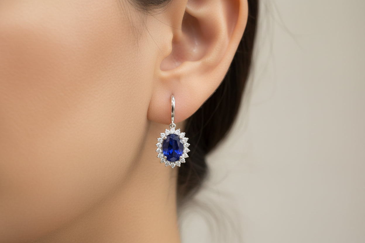 Обеци със сапфир и диаманти 4.05 карата