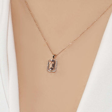 Висулка с диаманти Морганит 1.48 карата