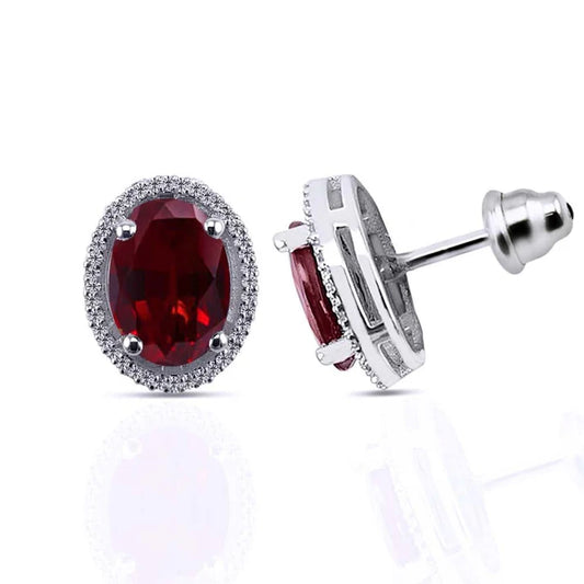 1.86 carat Diamond and Ruby white gold earrings