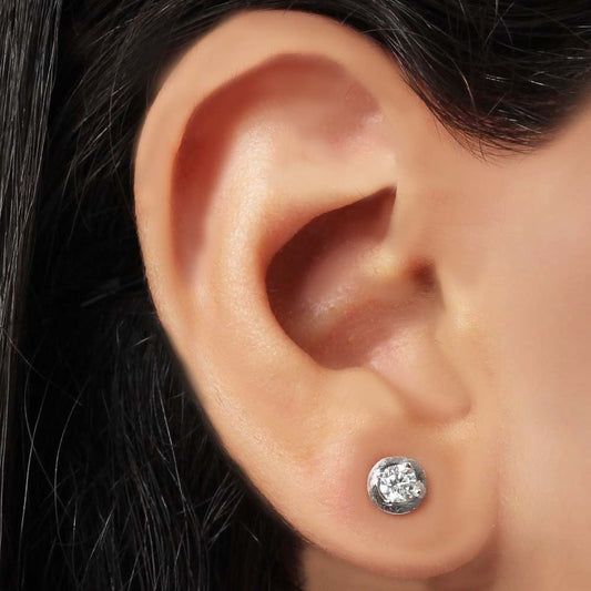 Обеци бяло злато с диаманти 0.16 карата