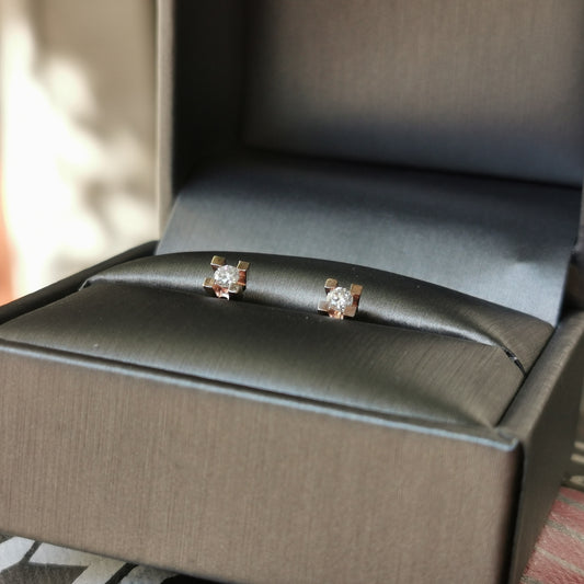 Обеци с диаманти розово злато 0.20 карата