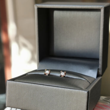 Обеци с диаманти розово злато 0.20 карата