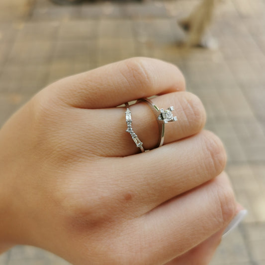 Диамантен пръстен бяло злато 0.16 карата