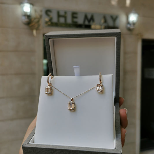 Диамантен комплект Розово злато с Морганит 6.05 карата